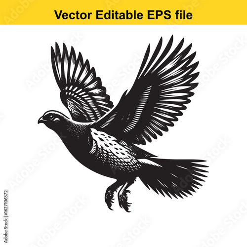 Vector art of dove bird in flight isolated on white background long horn, , long horn