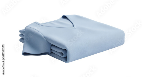 Light Blue Folded Towel on Transparent Background Showcasing Soft Texture Cleanliness Hygiene for Domestic Use and Comfort in a Sanitary Environment