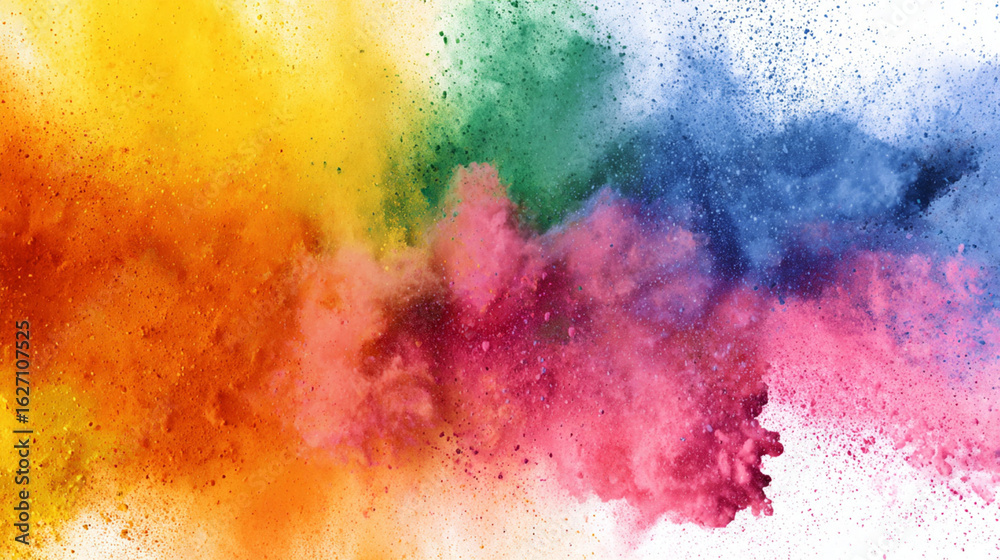 Obraz premium Watercolor and Spray-Paint Style Rainbow Splash Color Art, Generative AI
