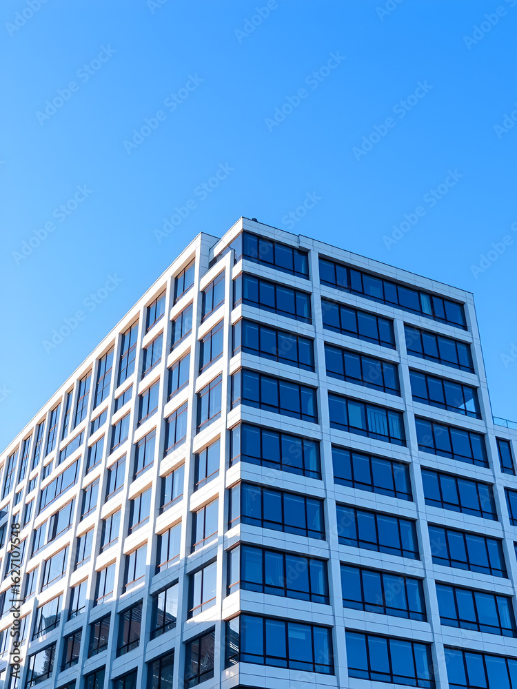 Modern office building against blue sky. Modern office building against blue sky.