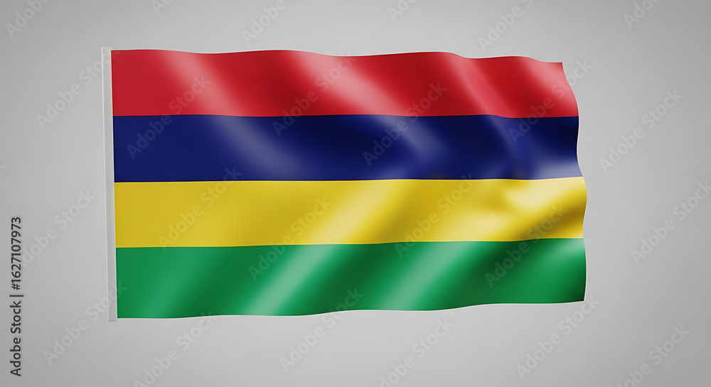 Fototapeta premium The National Flag of Mauritius Waving in the Wind