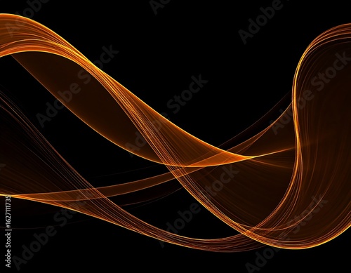 Abstract swirling orange lines on black background