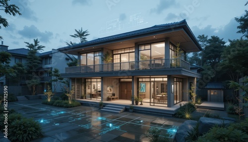 Wallpaper Mural Modern Japanese House Design: Evening Serenity Torontodigital.ca