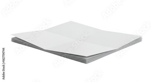 Neatly Folded Stack of White Square Papers with Geometric Patterns on Transparent Background for Clean Minimalist Design