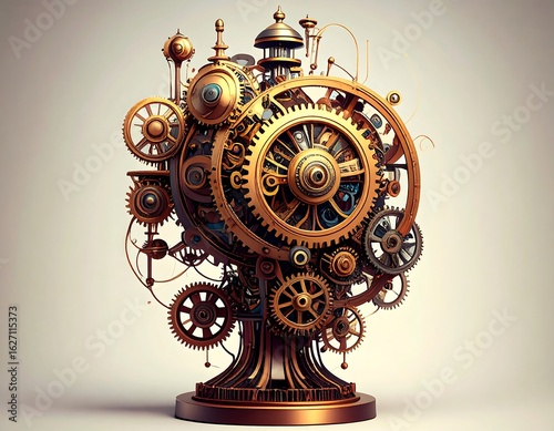 Ornate steampunk clockwork tree