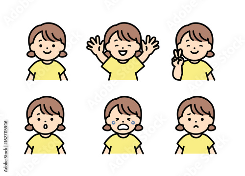 女の子の表情イラストセット