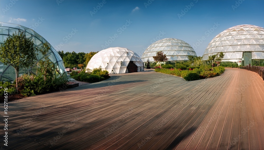 Obraz premium eco friendly park with geodesic domes
