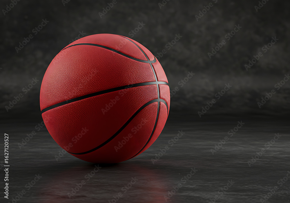 Obraz premium Red Basketball Dark Background Sports Game