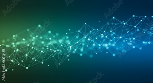 Abstract Gradient Connected Dot and Line Network Futuristic Illustration