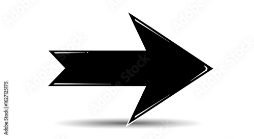 Free Download A black, hand-drawn style arrow pointing to the right, with a slight shadow, isolated on a white background. - GFXLoad