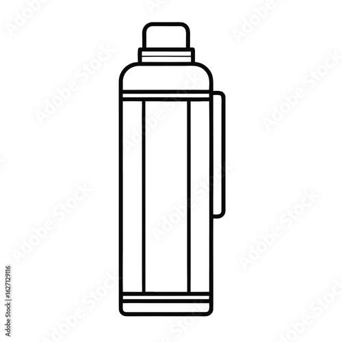 Thermos Bottle Outline Vector on White Background