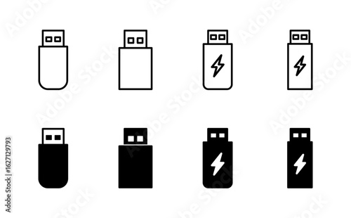 Usb icon set. Flash disk icon vector