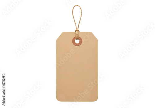 Empty kraft paper tag with a string.