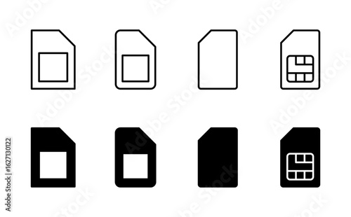 Sim card icon set. dual sim card icon vector