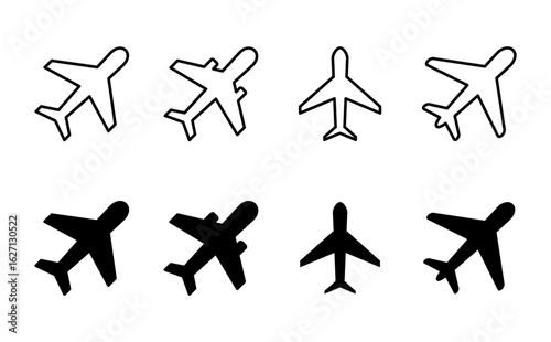 Plane icon set. Airplane icon vector. Flight transport symbol. Travel illustration. Holiday symbol