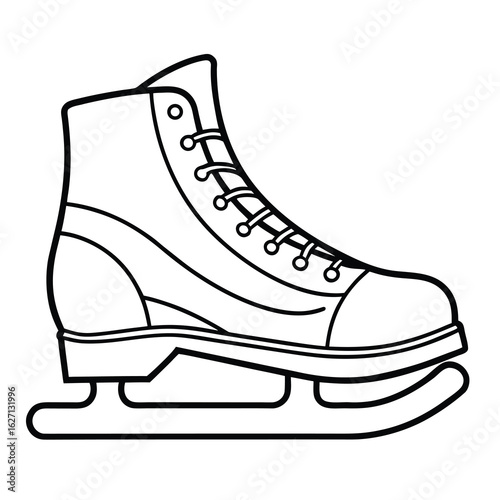 Ice Skate Outline Vector – Minimal Winter Sports Icon on White Background