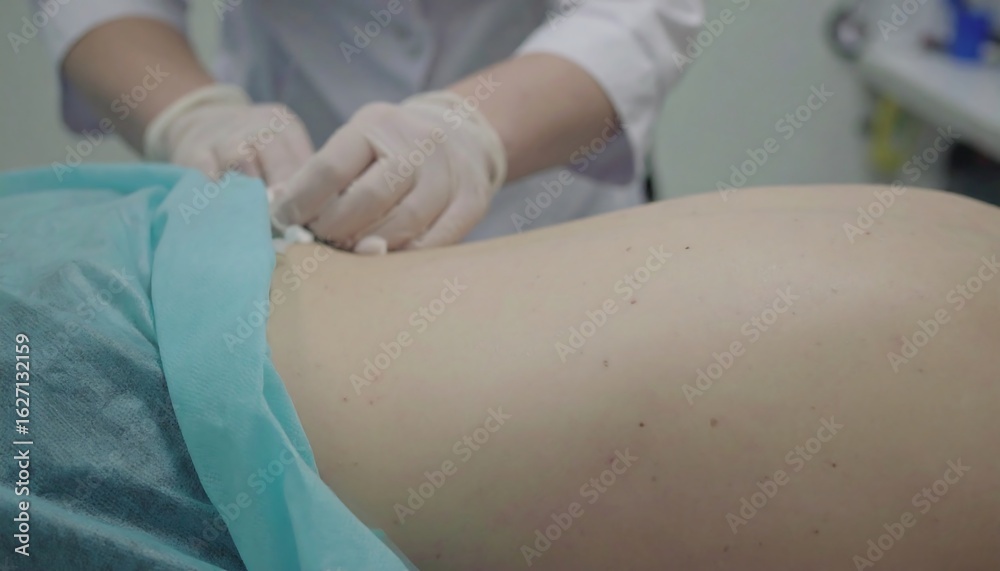 Fototapeta premium Medical procedure, antiseptic application