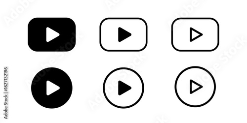 Play button icon set. Start audio or video action symbol. Vector illustration. starting icons