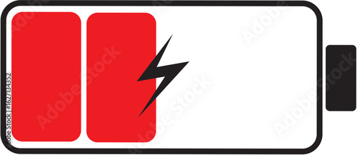A graphic representation of a partially charged battery with a lightning bolt symbol.