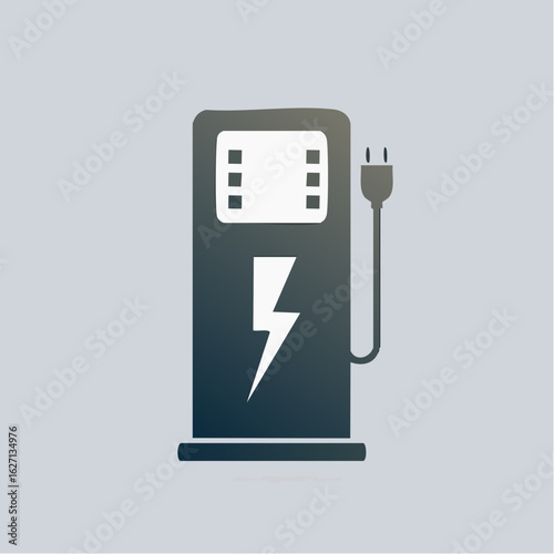 Modern flat vector icon of electric charging station in dark theme