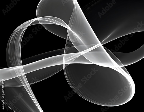 Abstract swirling white lines on black background (1)