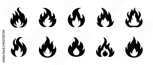 Collection of silhouette style fire icons