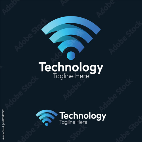 Vibrant Blue Gradient WiFi Signal Logo representing Seamless Connectivity, Wireless Network, and Digital Innovation