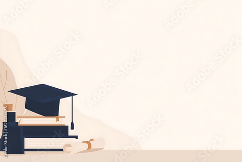 Graduation cap and diploma background template