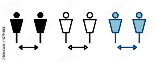 Social distancing icon vector isolated on white background. Keep distance sign. Coronavirus. Social Distancing and Self Quarantine.