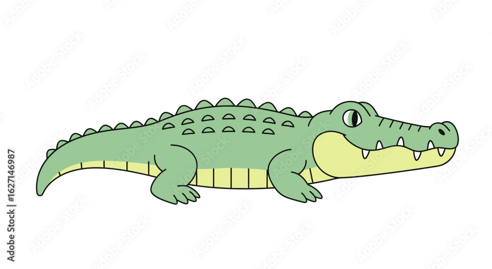 Fototapeta premium Smiling Cartoon Crocodile Vector Illustration