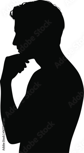 Man thinking profile silhouette male