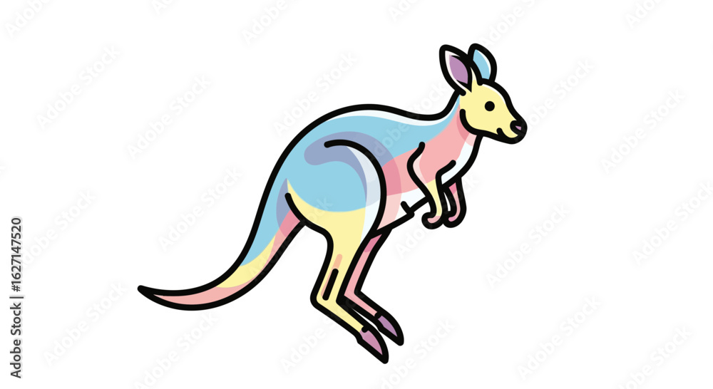 Fototapeta premium Cute Colorful Kangaroo Cartoon Vector Illustration 