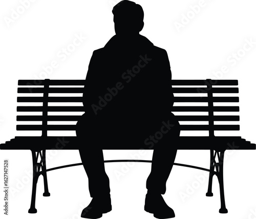 Man sitting on park bench silhouette