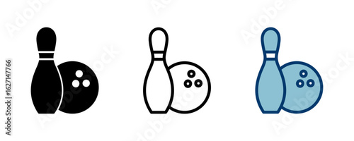 Bowling game Pin Icon vector isolated on white background. Bowling icon, ball and pin