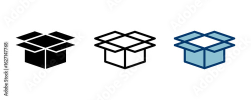 Box icon vector isolated on white background. Cardboard box, packaging open. Box vector icon
