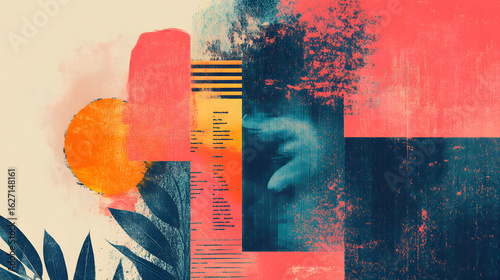 Wallpaper Mural Abstract Collage with Geometric Shapes and Textured Background Torontodigital.ca