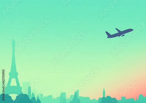 Parisian adventure airplane travels across skyline