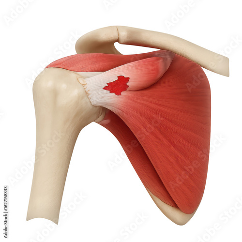 Torn Rotator Cuff Muscle Illustration isolated on a transparent background shoulder