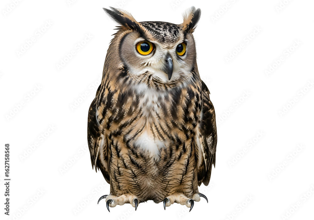 Fototapeta premium Detailed close-up of an owl against a black background.