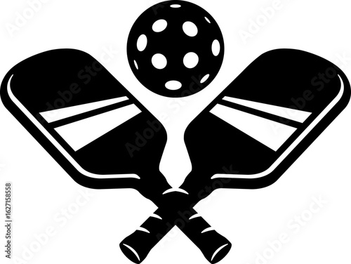 Pickleball logo with crossed racket and ball