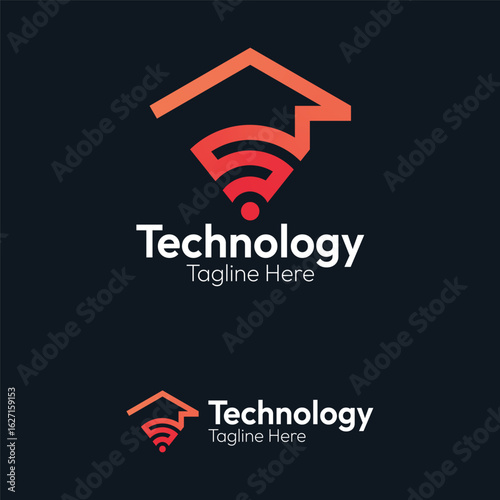 Smart Home WiFi Signal Logo combining House and S-Letter for Connected Living Solutions