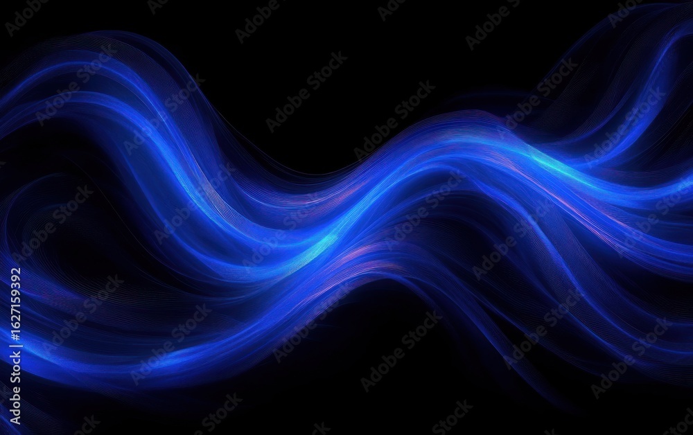 Obraz premium Abstract flowing blue waves with smooth flowing lines on a black background evoking a sense of fluidity and calm energy