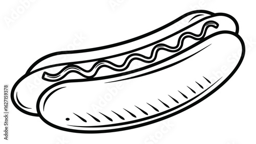 Hot dog with wavy mustard food illustration