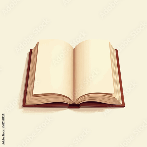 Open book with blank pages on a light background