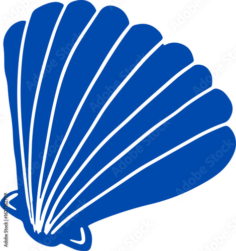 Clamshell Silhouette Vector. Seashell stencil. Clams Icon with Long Shadow