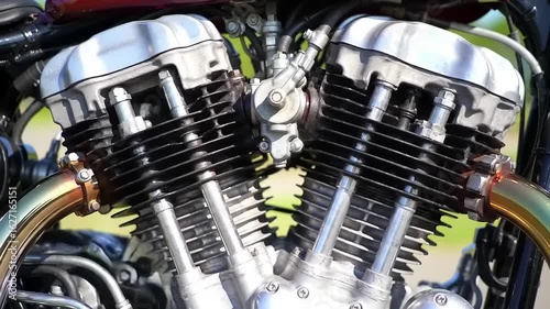 Close-up of a custom motorcycle engine