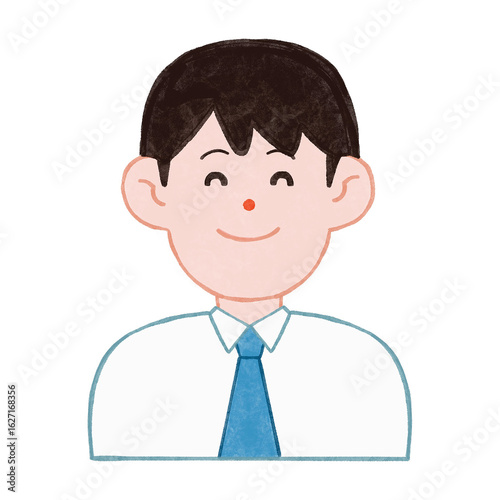 若い会社員 男性 スーツ 微笑み 笑顔 ビジネス コミュニケーション