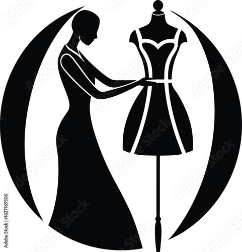 Abstract fashion stylist measuring tape silhouette isolated on transparent background