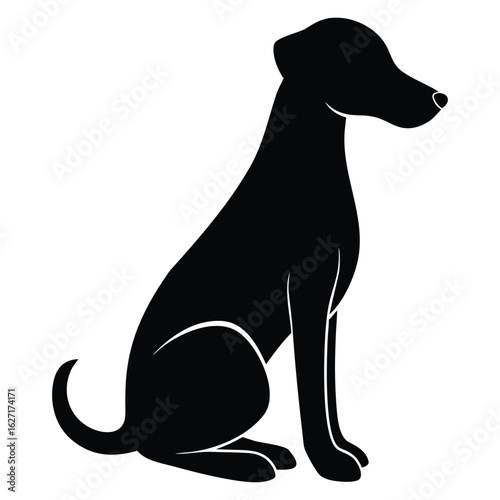 Black silhouette of a dog sitting on a white background vector