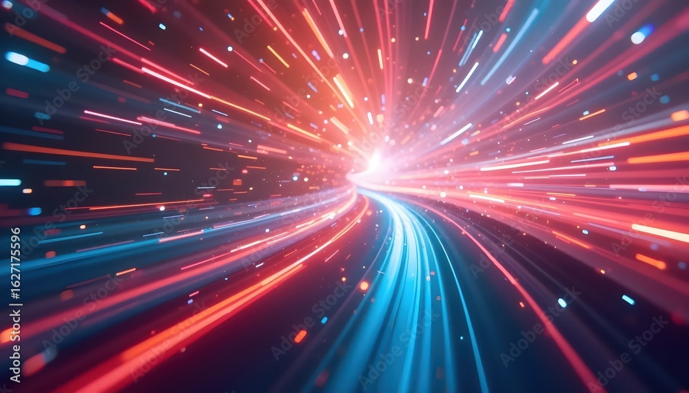 Naklejka premium Digital Abstract With Mixed Colorful Motion Lines In Blur